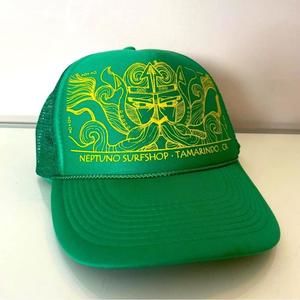 Neptuno SurfShop Trucker Hat Vintage Snap Back Costa Rico Green Yellow Summer